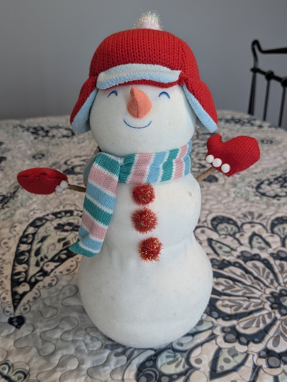 Target Festive Snowman Figurine with Red Hat and Striped Scarf
